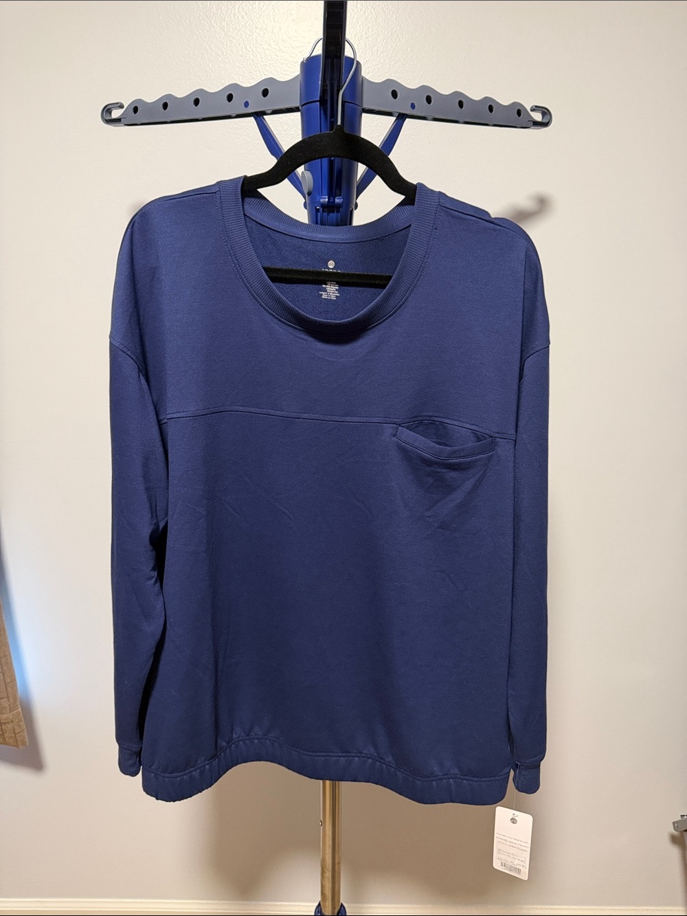 Apana Navy Blue Long Sleeve Pullover with Chest Pocket